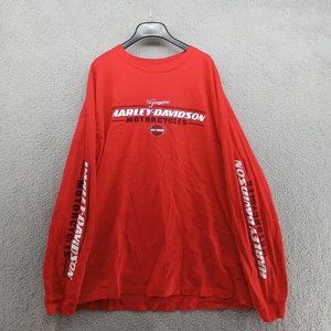 Harley Davidson Shirt Mens 2XL Red Kutter Wisconsin American Eagle Flag Biker‎